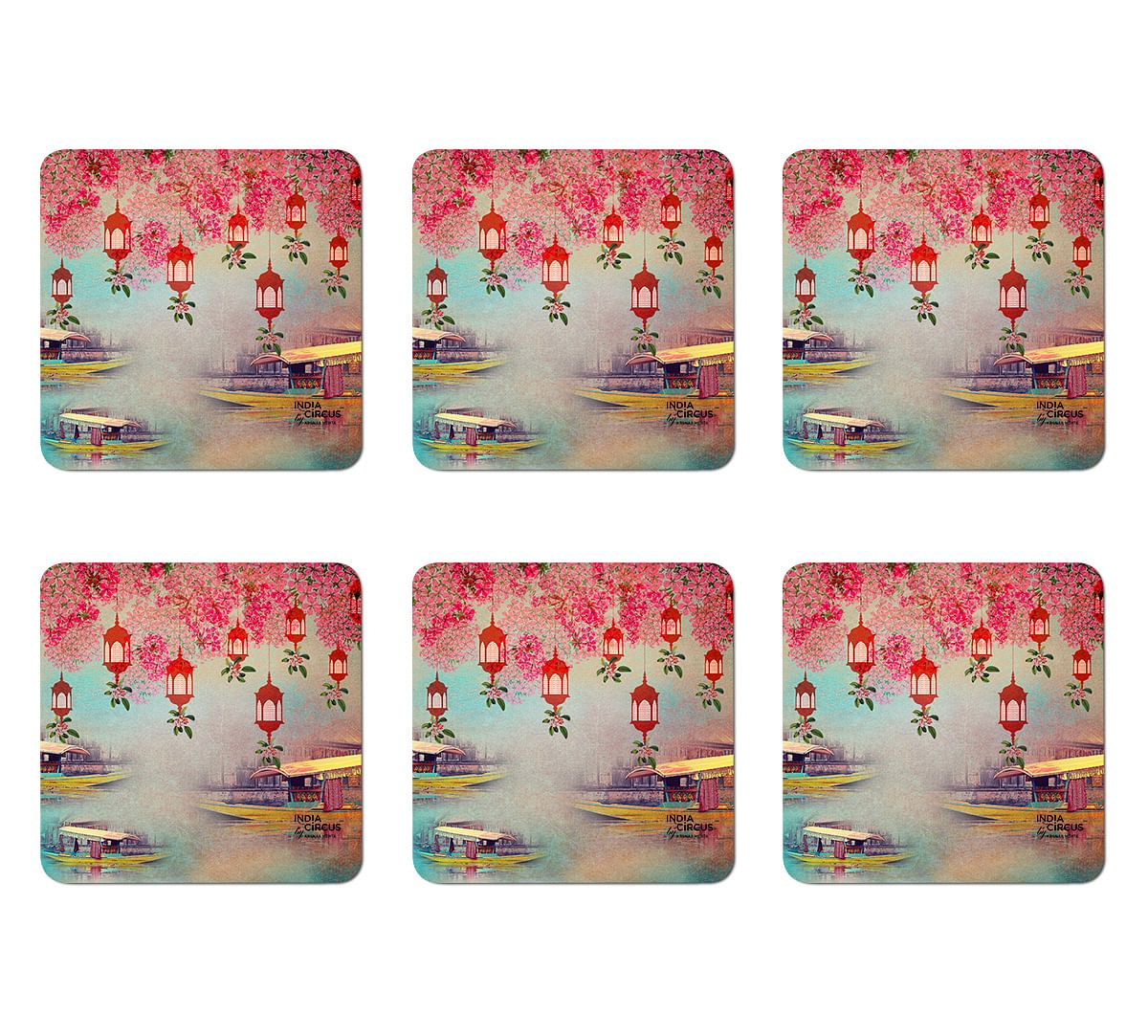 India Circus Scarlet Shadow PVC Table Coaster (Set of 6)