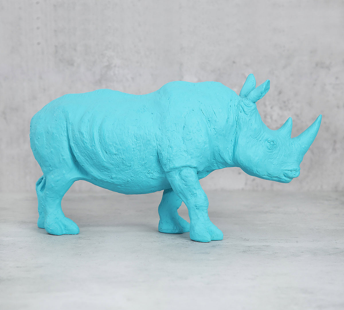 India Circus Sky Blue Rhino Calf Figurine