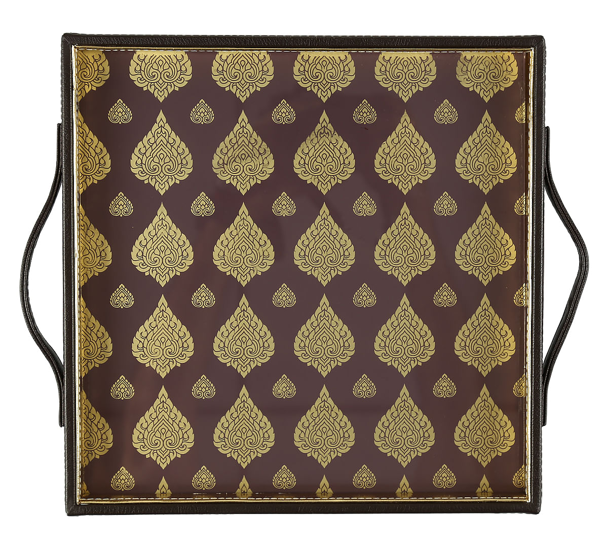 India Circus Spade Rangoli Motifs Leather Tray
