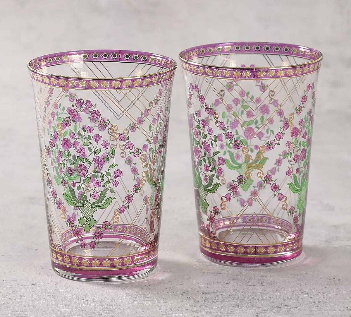 India Circus Spring Bloom Glass Tumbler Set of 2