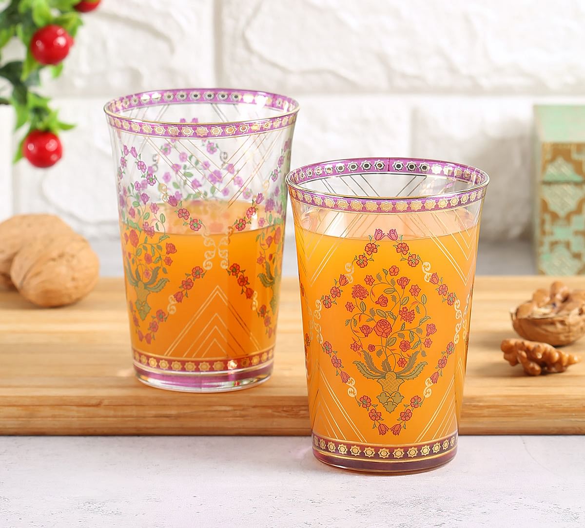 India Circus Spring Bloom Glass Tumbler Set of 2