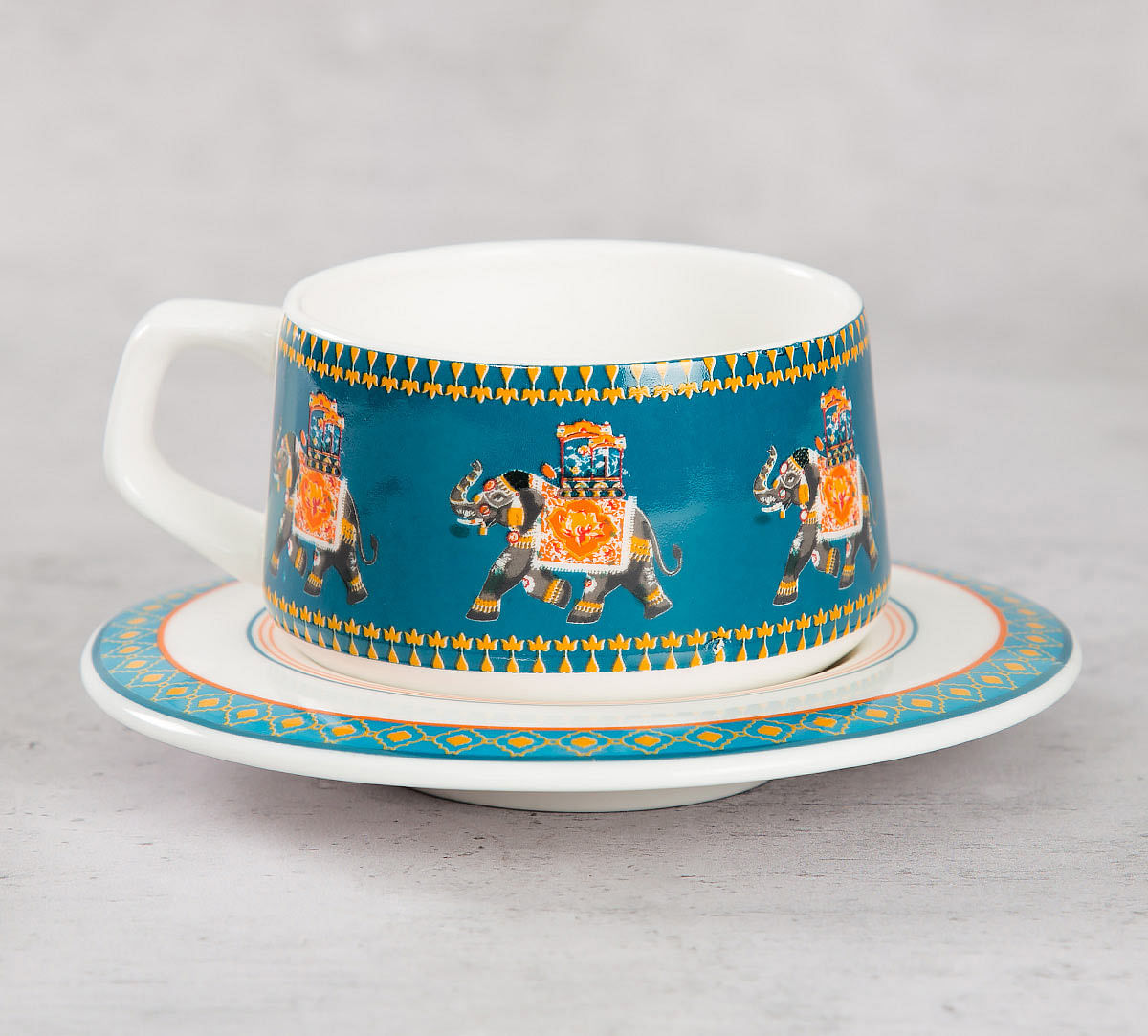 India Circus Swirling Safari Cup and Saucer (Set of 6)