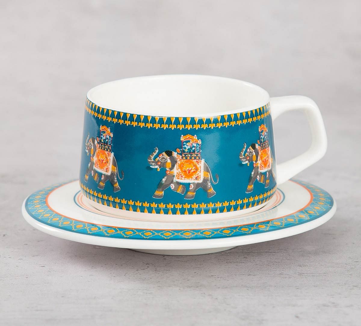 India Circus Swirling Safari Cup and Saucer (Set of 6)