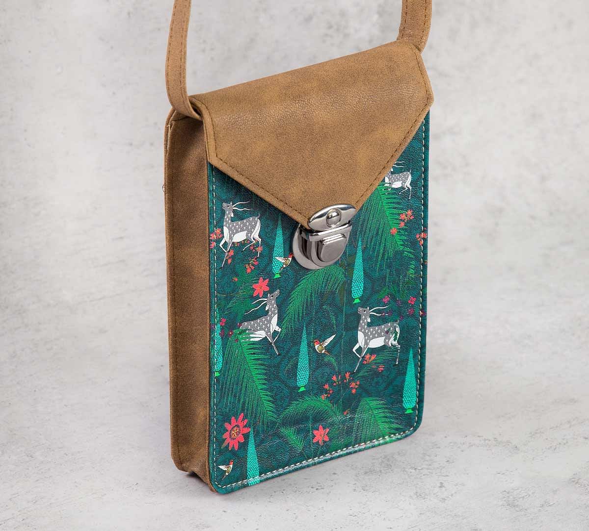 India Circus Teal Forest Fetish Mobile Sling Bag