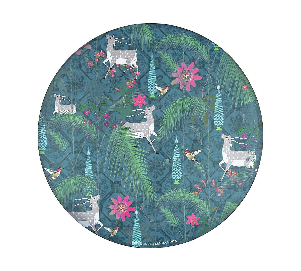 India Circus Teal Forest Fetish Round Side Table