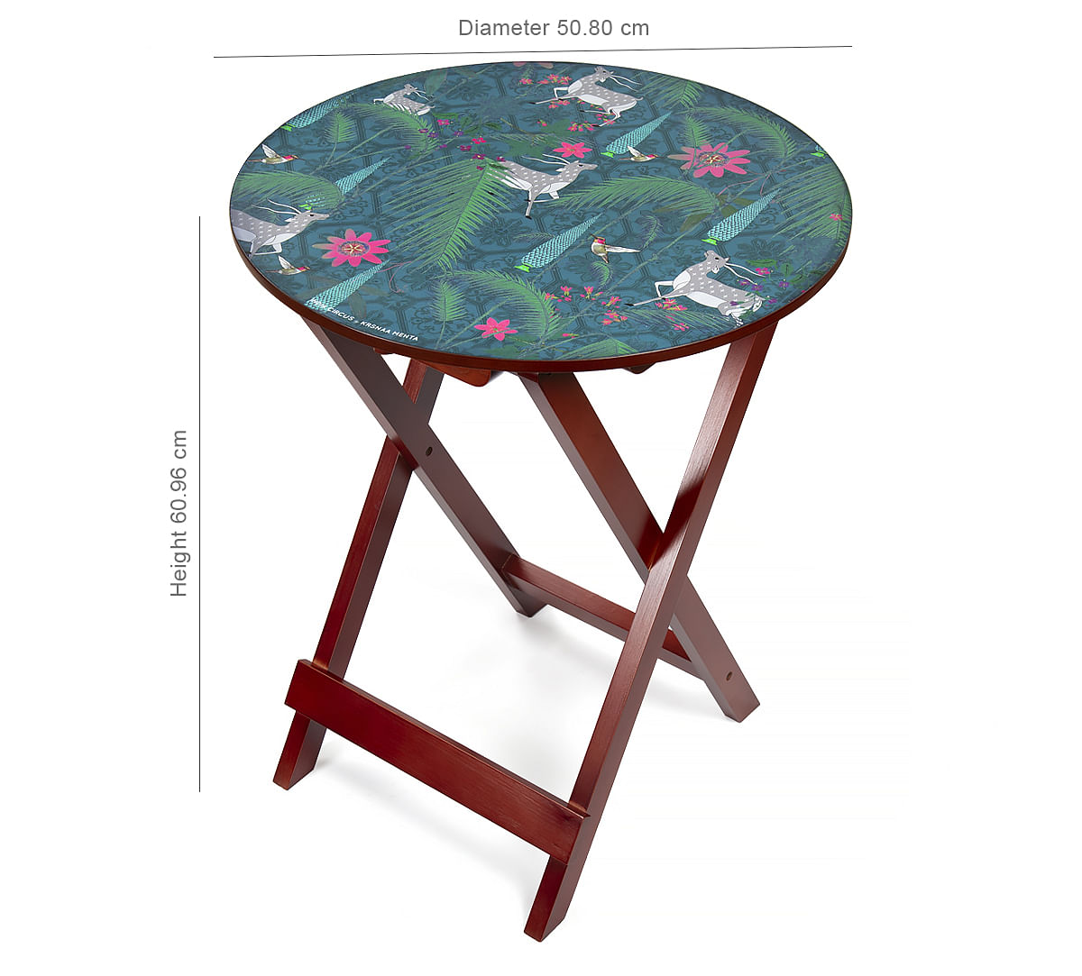 India Circus Teal Forest Fetish Round Side Table