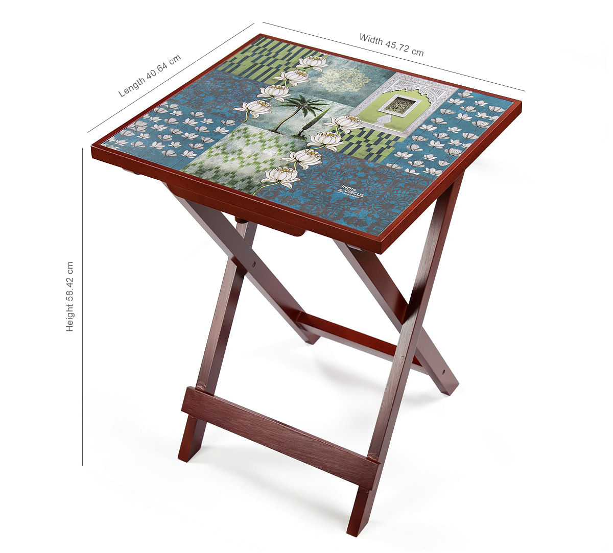 India Circus Teal Tiled Lotus Extravaganza Side Table