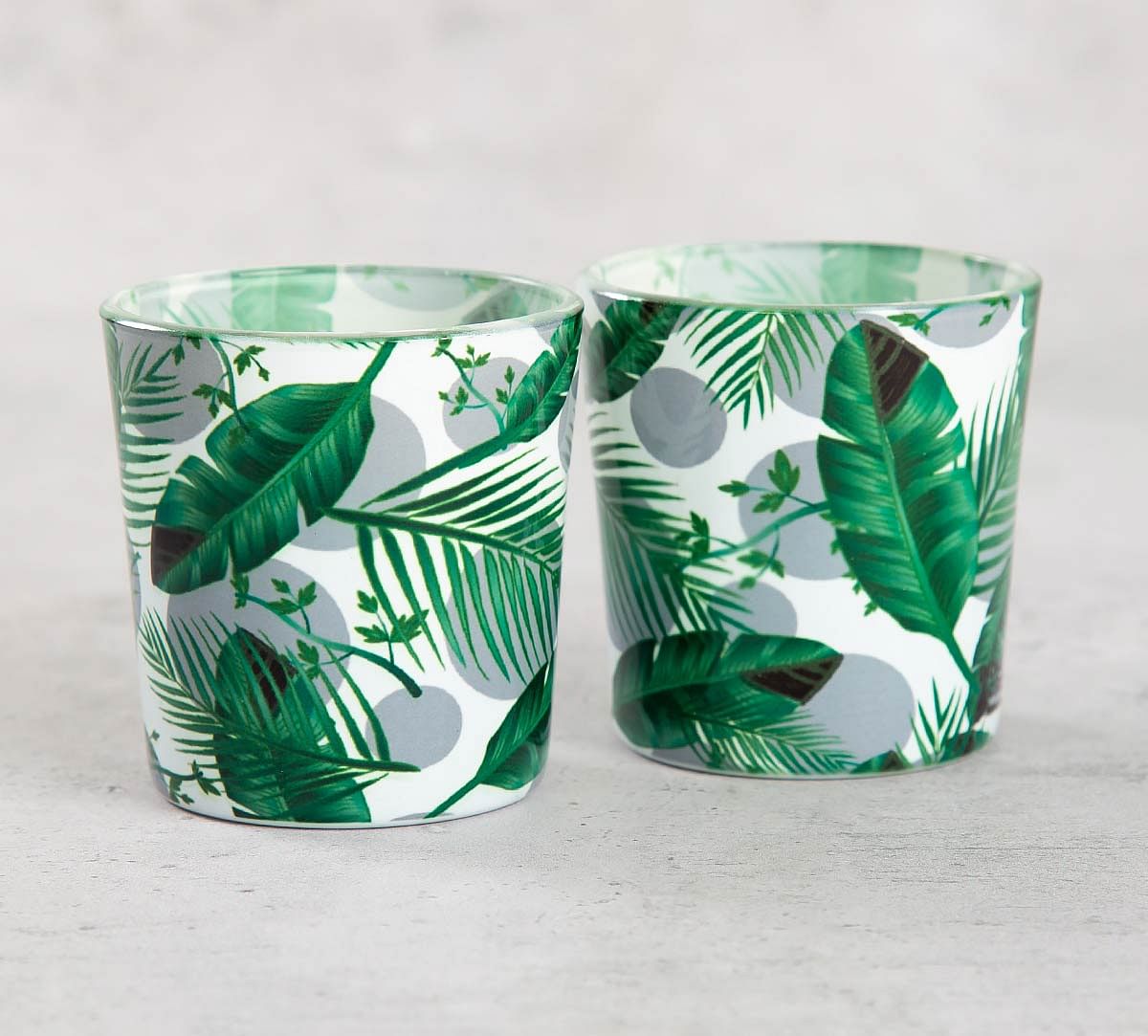 India Circus Tropical Leaves Tea Light Holder