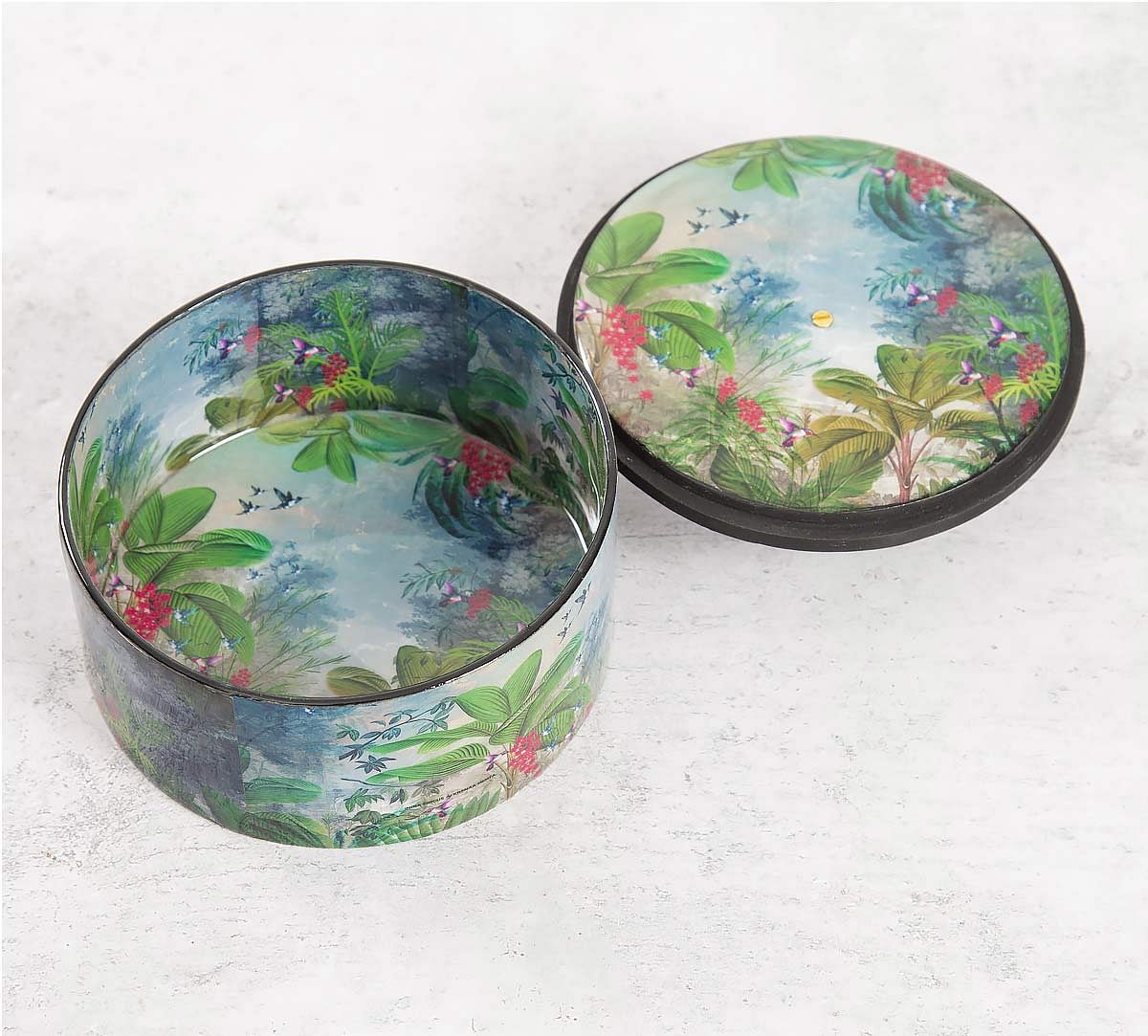 India Circus Tropical View Round Storage Box