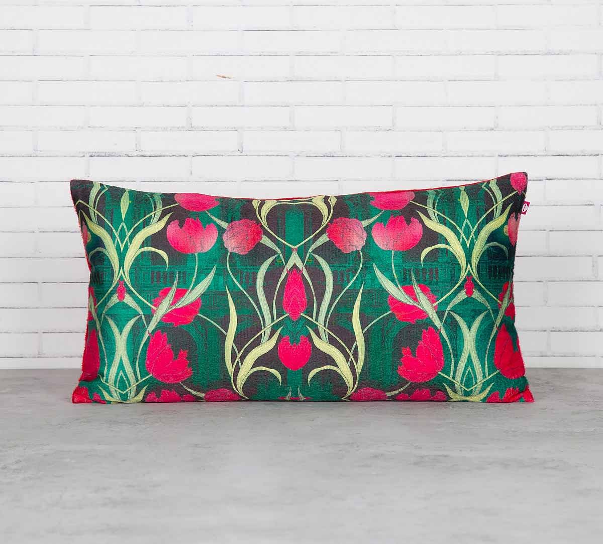 India Circus Waves of Blossom Blended Velvet Cushion Cover