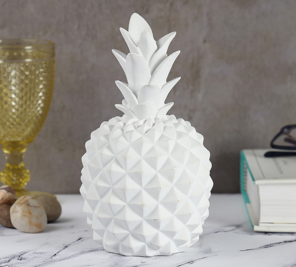 India Circus White Pineapple Decor Accent