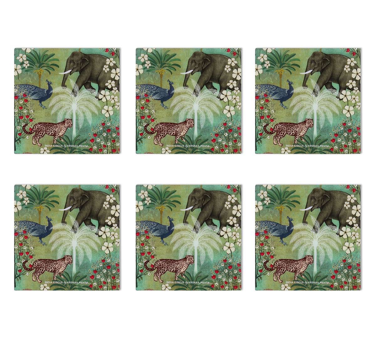 India Circus Wildlife Safari MDF Table Coaster Set of 6