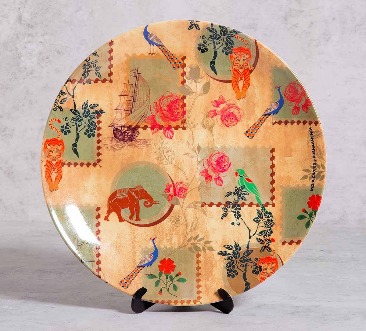 India Circus Wildlife Stamps 10 inch Decorative and Snacks Platter