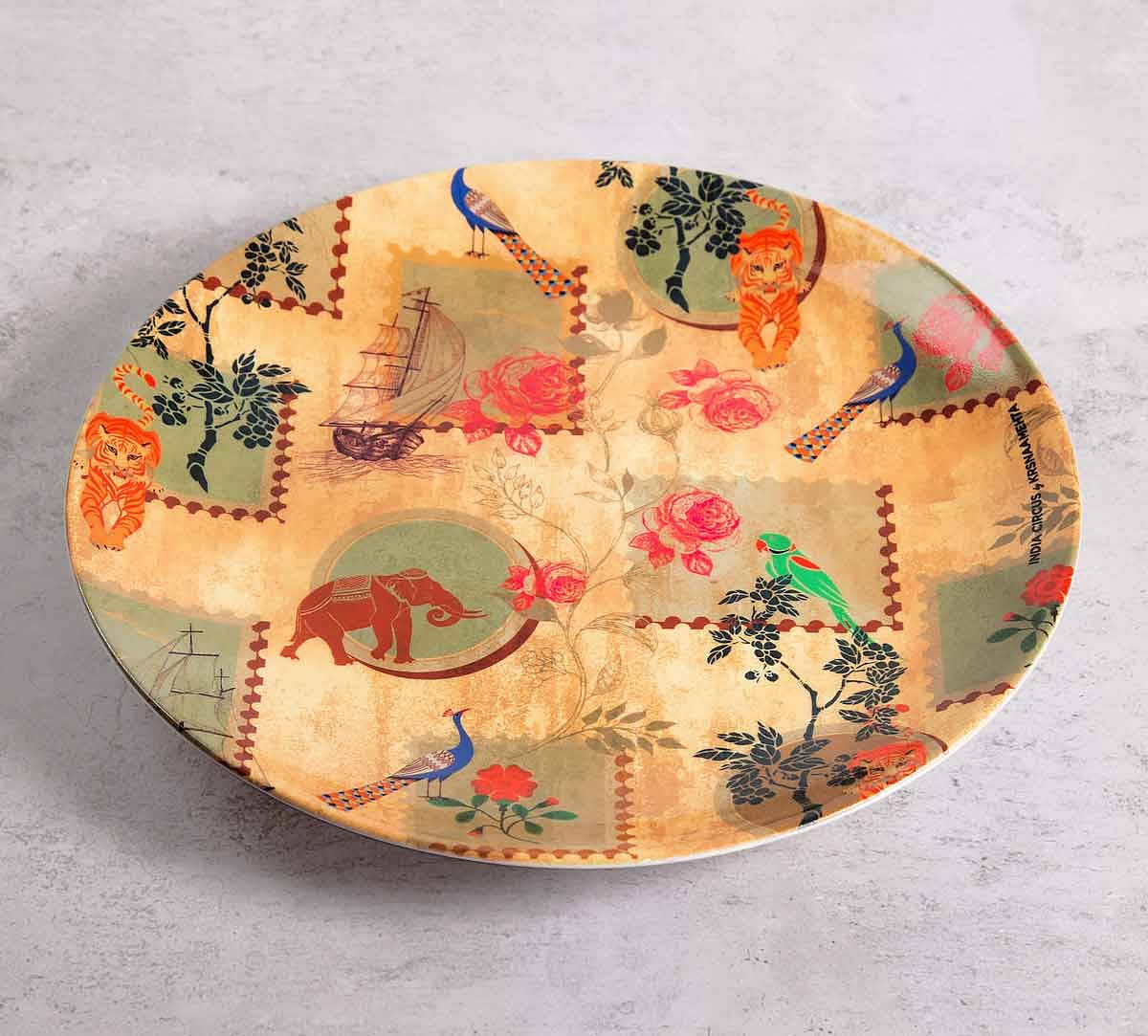 India Circus Wildlife Stamps 10 inch Decorative and Snacks Platter