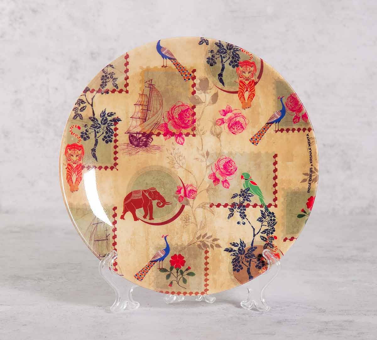 India Circus Wildlife Stamps 8 inch Decorative and Snacks Platter