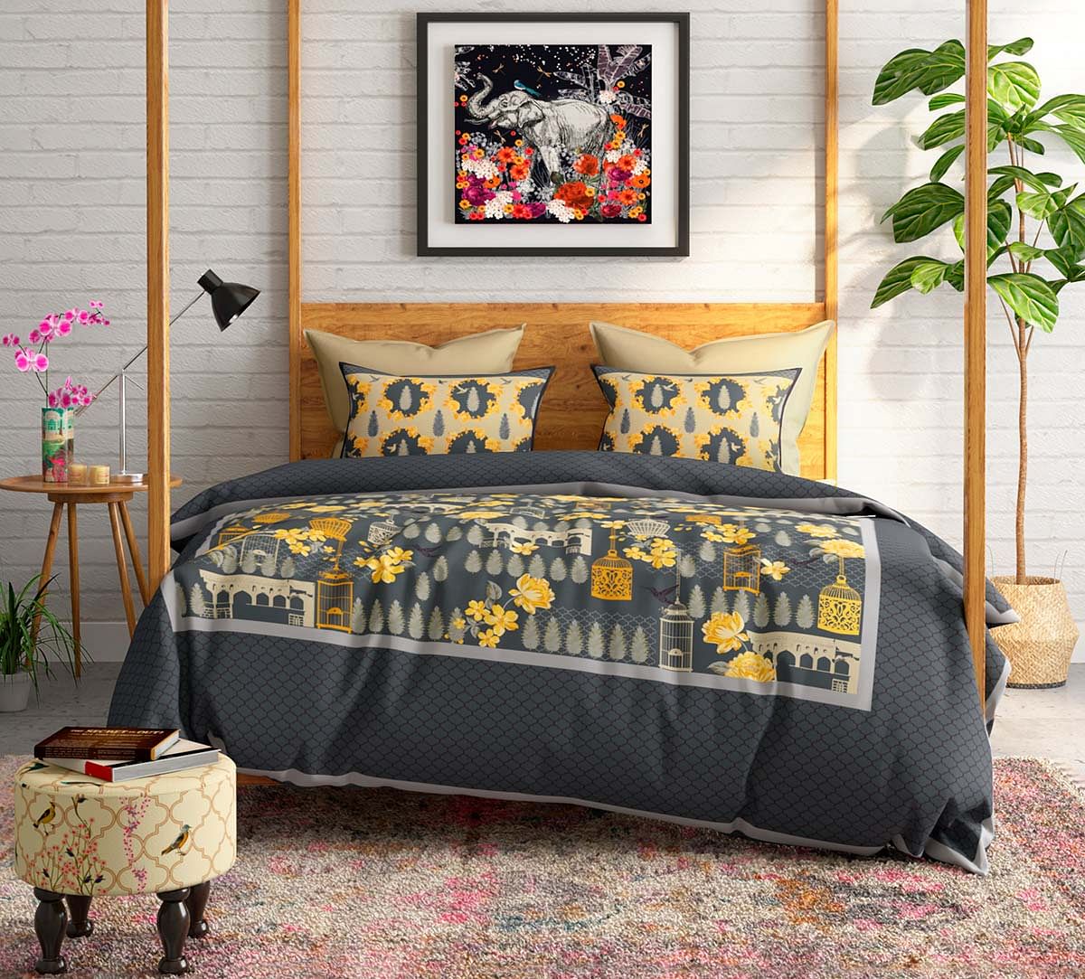 India Circus Yellow Capital Bed Sheet Set