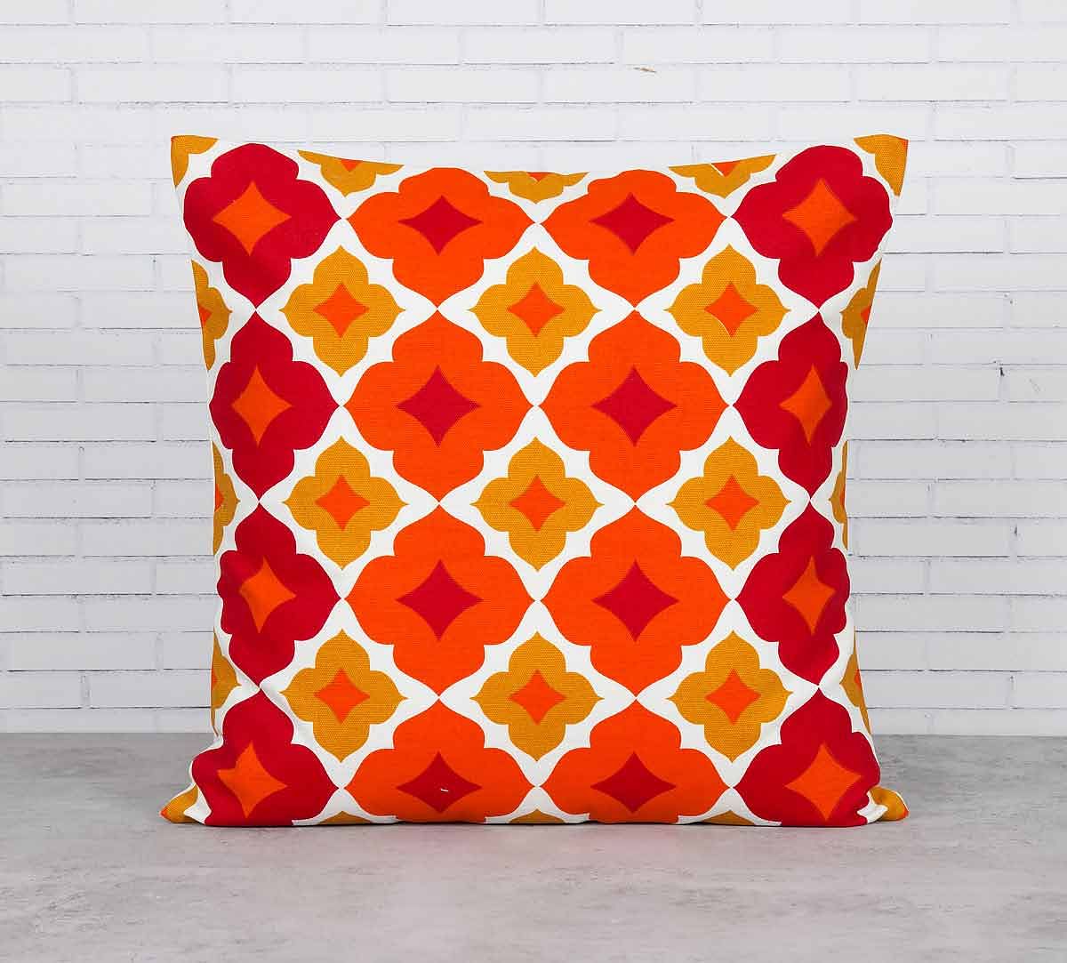 India Circus Summer Tracery Ginger Cotton Cushion Cover