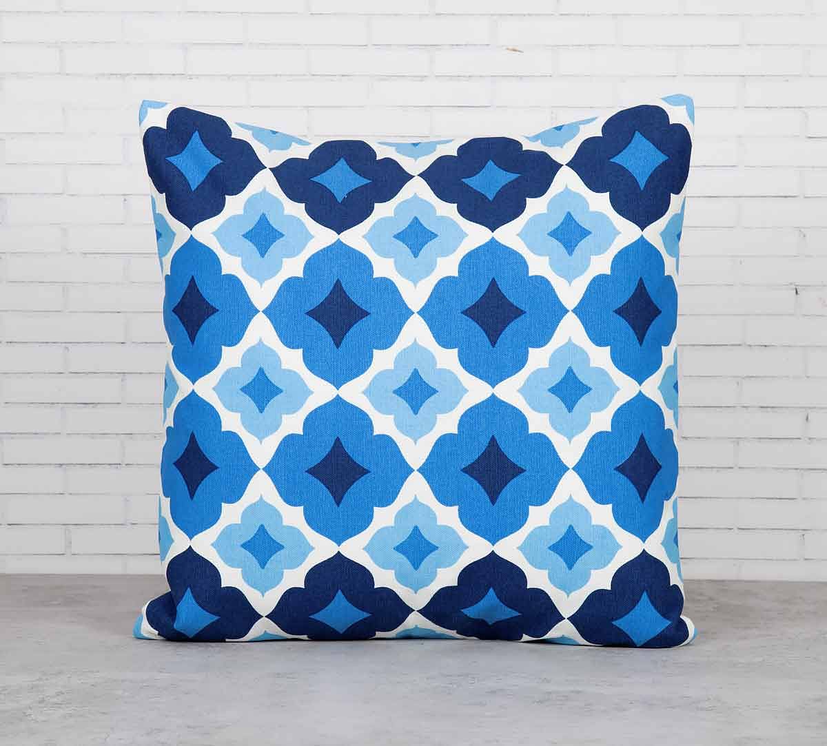 India Circus Ultramarine Tracery Sapphire Cotton Cushion Cover