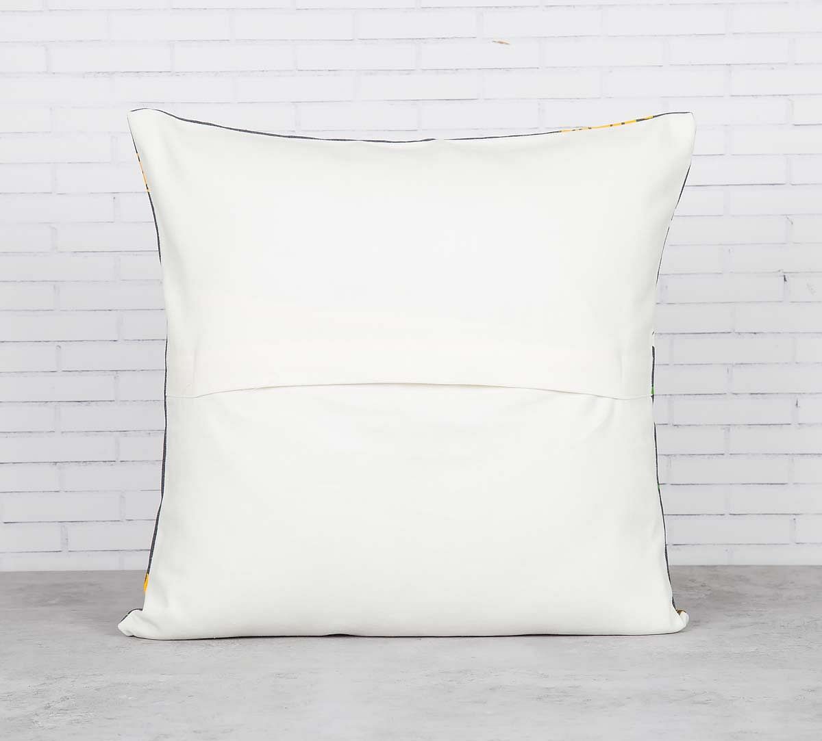 India Circus Yield of Divinity Grey Cotton Cushion Cover