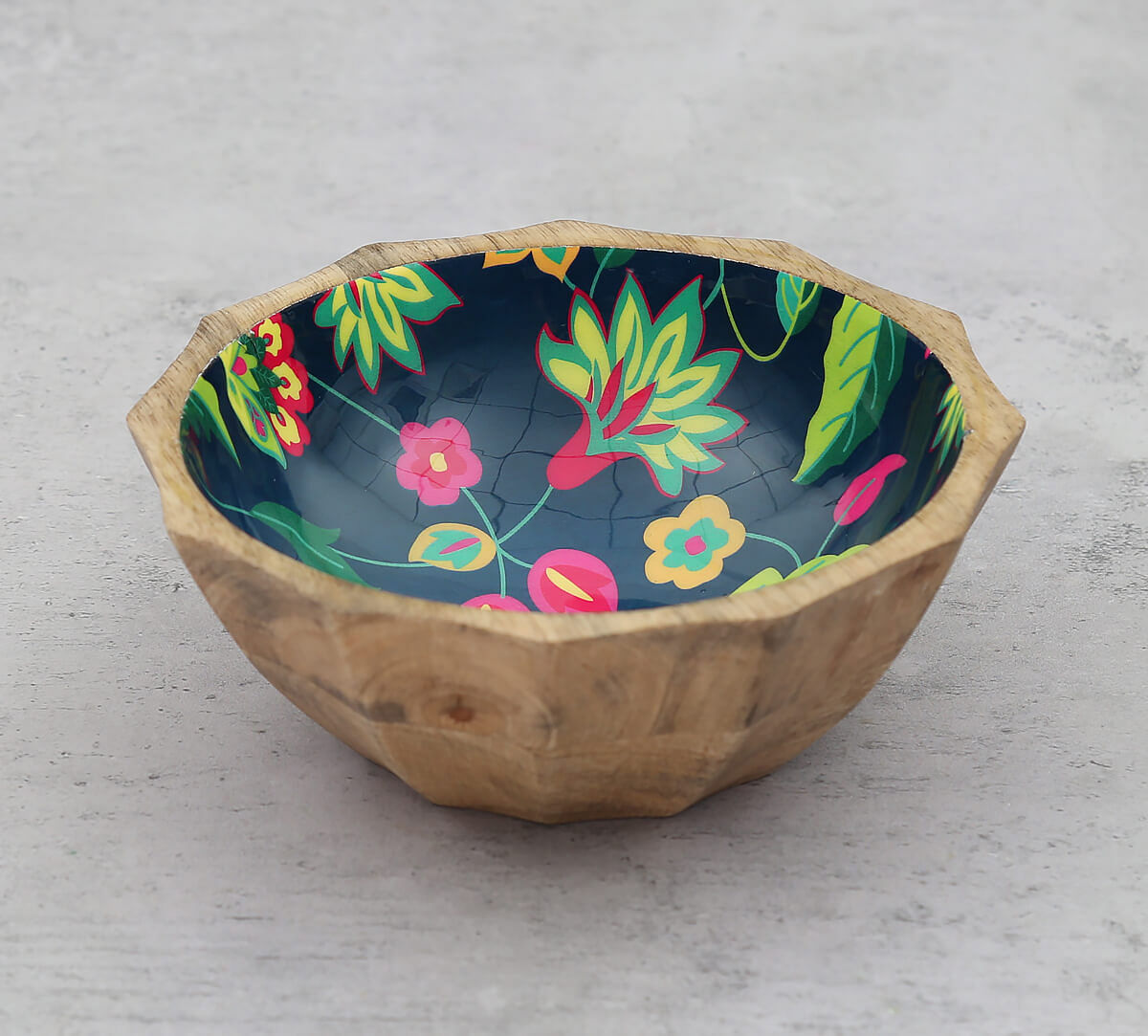 India Cricus by Krsnaa Mehta Cyanic Pop Burst Small Wooden Bowl