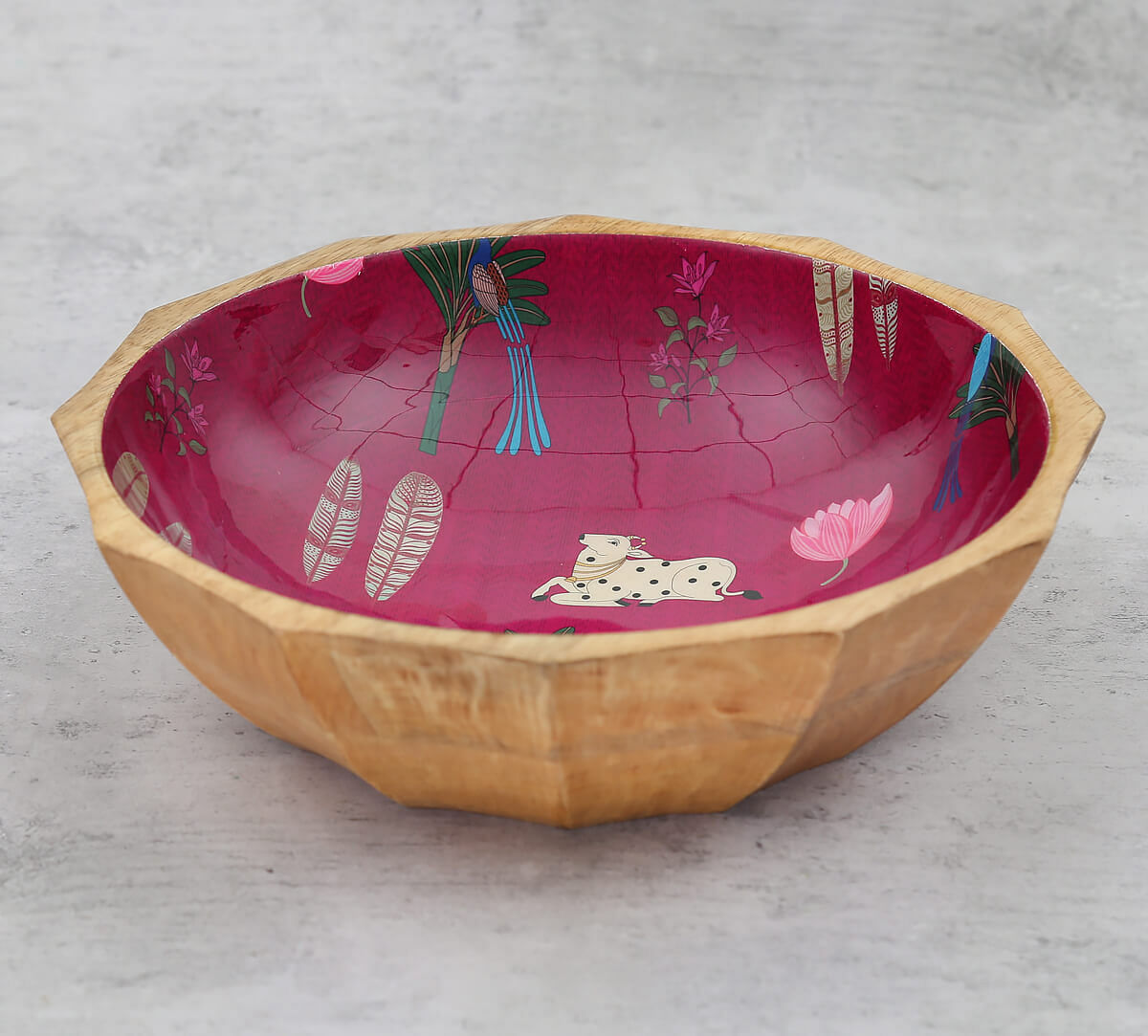 India Cricus by Krsnaa Mehta Magenta Biome Mystique Big Wooden Bowl