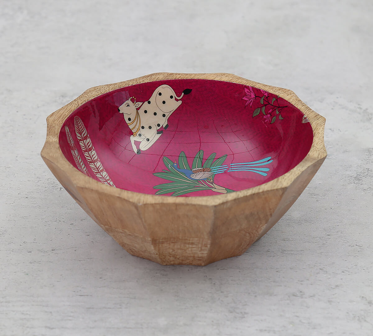 India Cricus by Krsnaa Mehta Magenta Biome Mystique Small Wooden Bowl