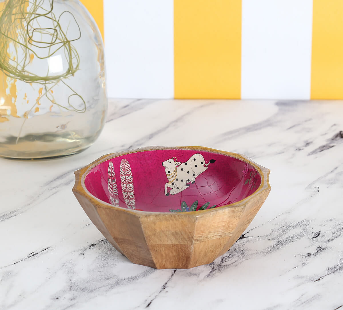 India Cricus by Krsnaa Mehta Magenta Biome Mystique Small Wooden Bowl