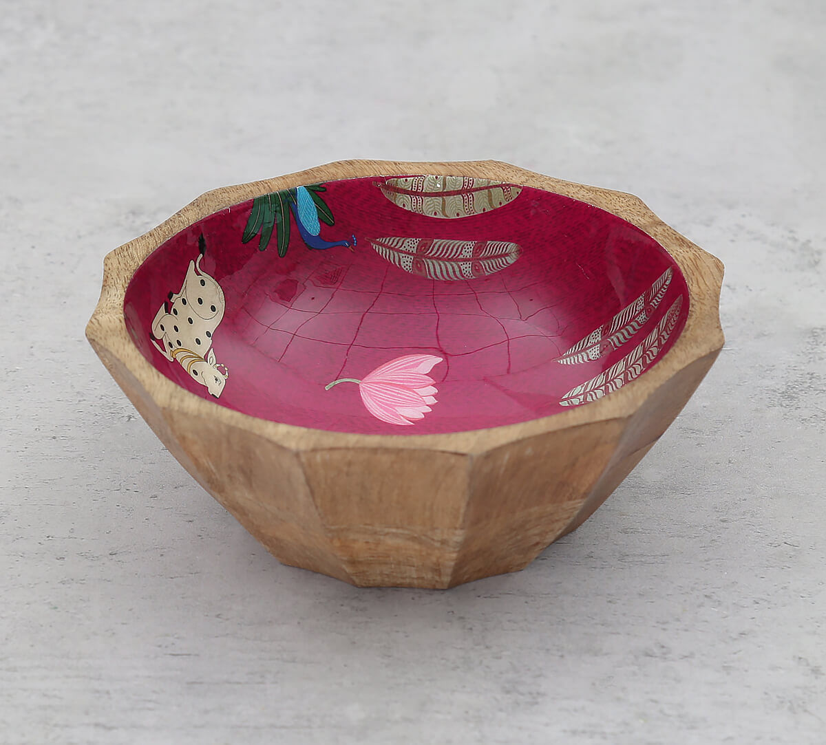 India Cricus by Krsnaa Mehta Magenta Biome Mystique Small Wooden Bowl