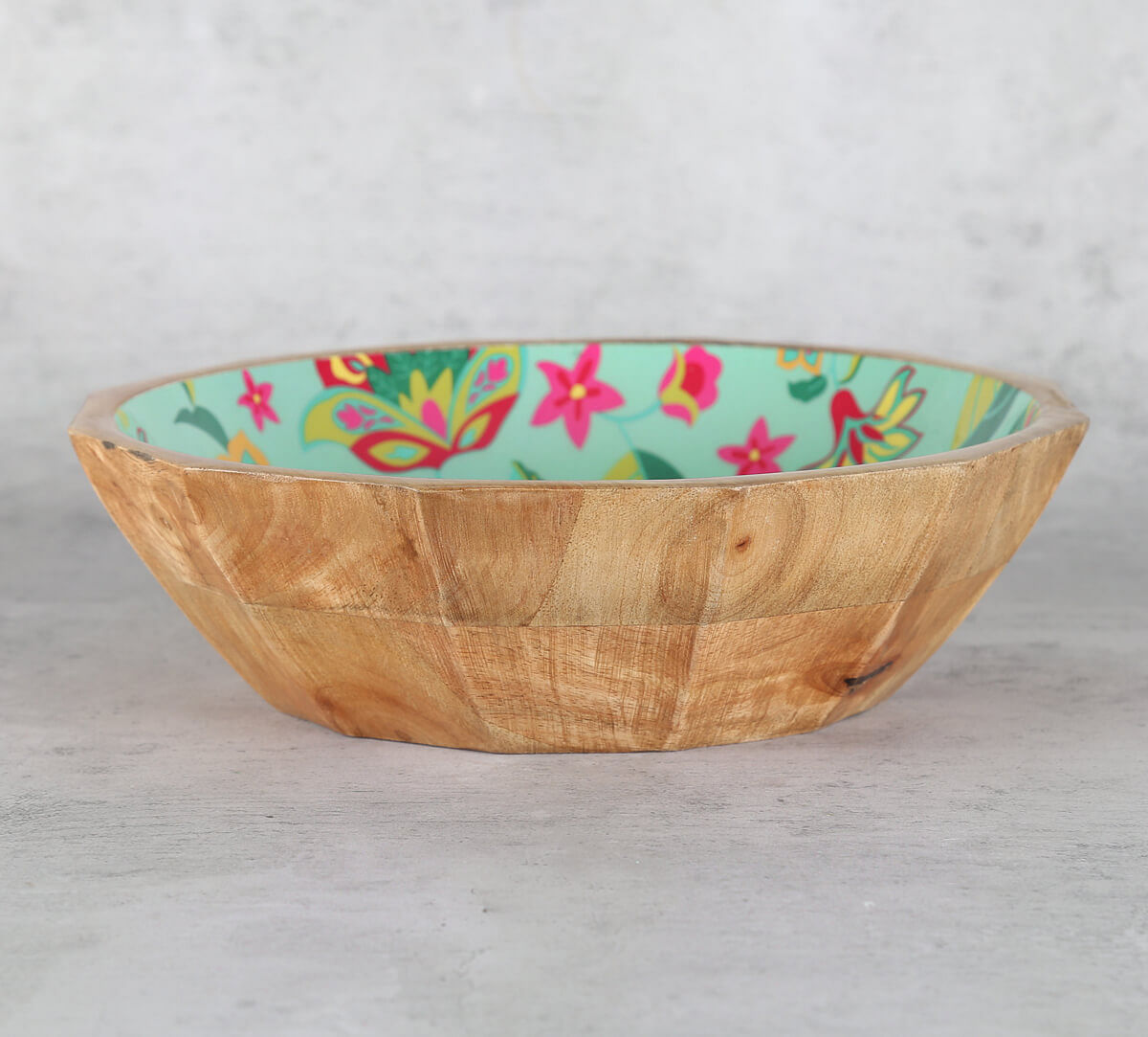 India Cricus by Krsnaa Mehta Neon Cyanic Pop Burst Big Wooden Bowl