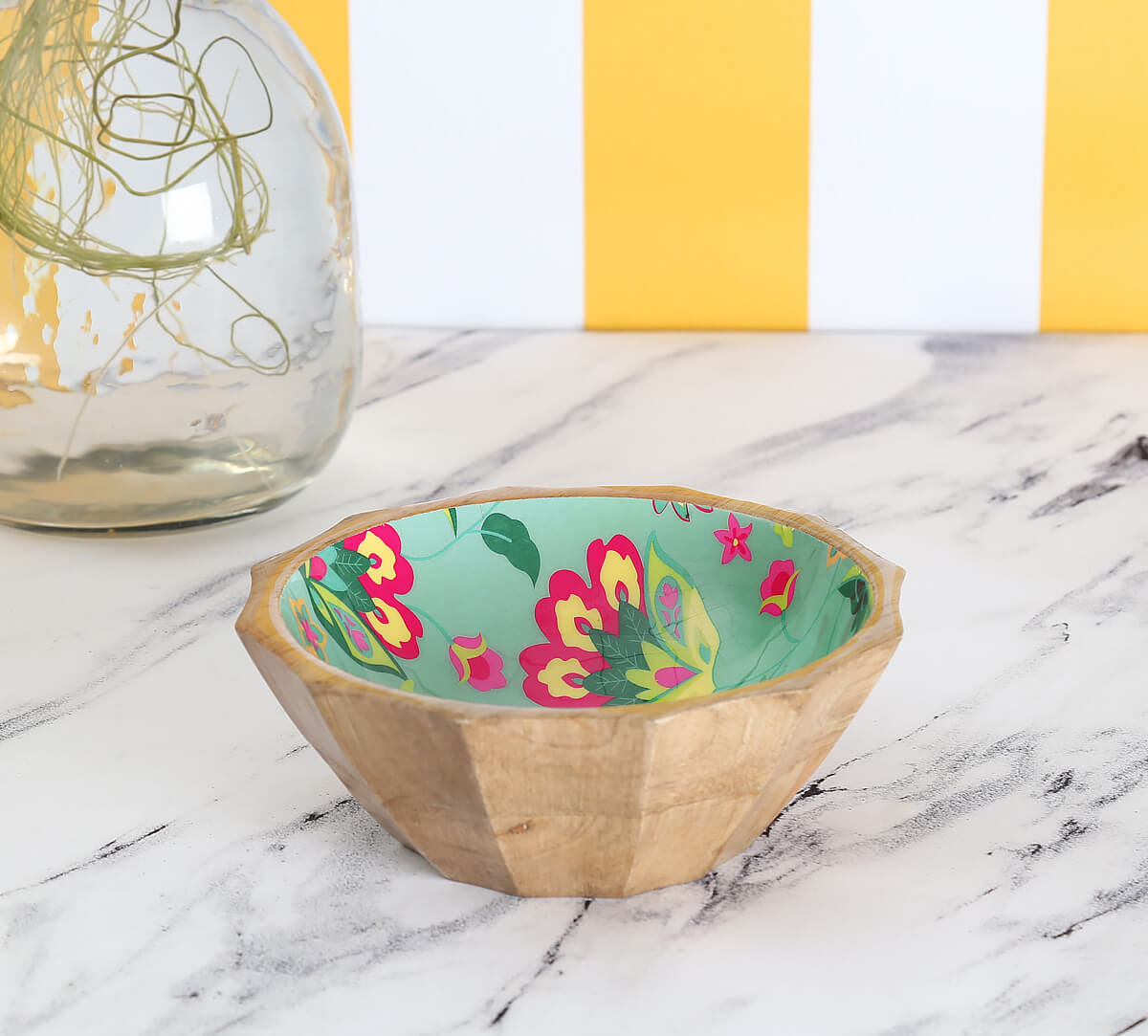 India Cricus by Krsnaa Mehta Neon Cyanic Pop Burst Small Wooden Bowl