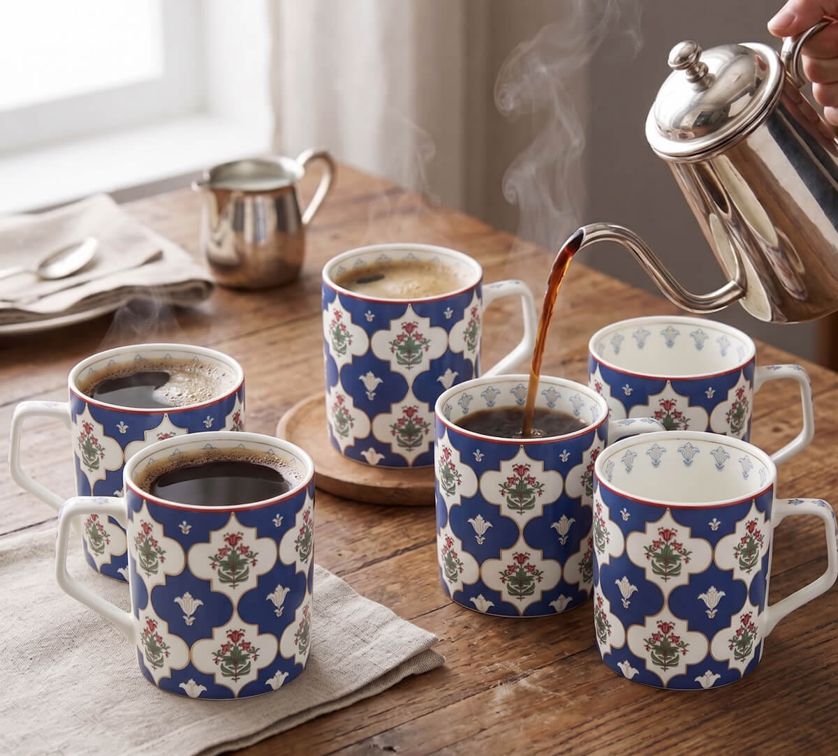 Blue Lattice Treasures Mug Set of 6