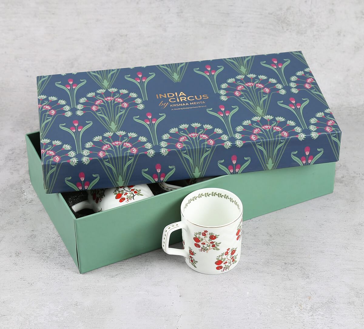 India Circus by Krsnaa Mehta Chevron Poppy Flower Mug Set of 6