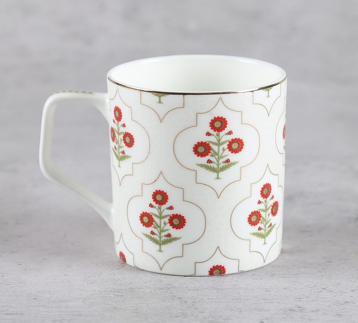 India Circus by Krsnaa Mehta Grey Poppy Flower Mug Set of 6