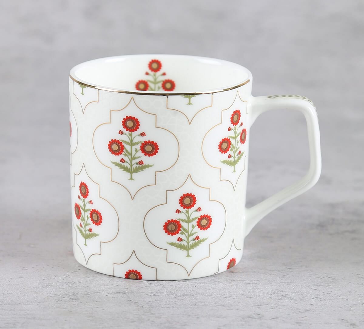 India Circus by Krsnaa Mehta Grey Poppy Flower Mug Set of 6