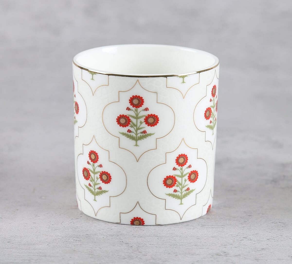 India Circus by Krsnaa Mehta Grey Poppy Flower Mug Set of 6