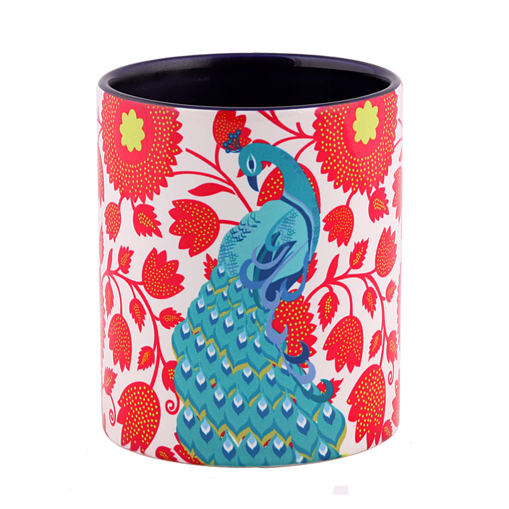 Floral Peacock Dance Mug
