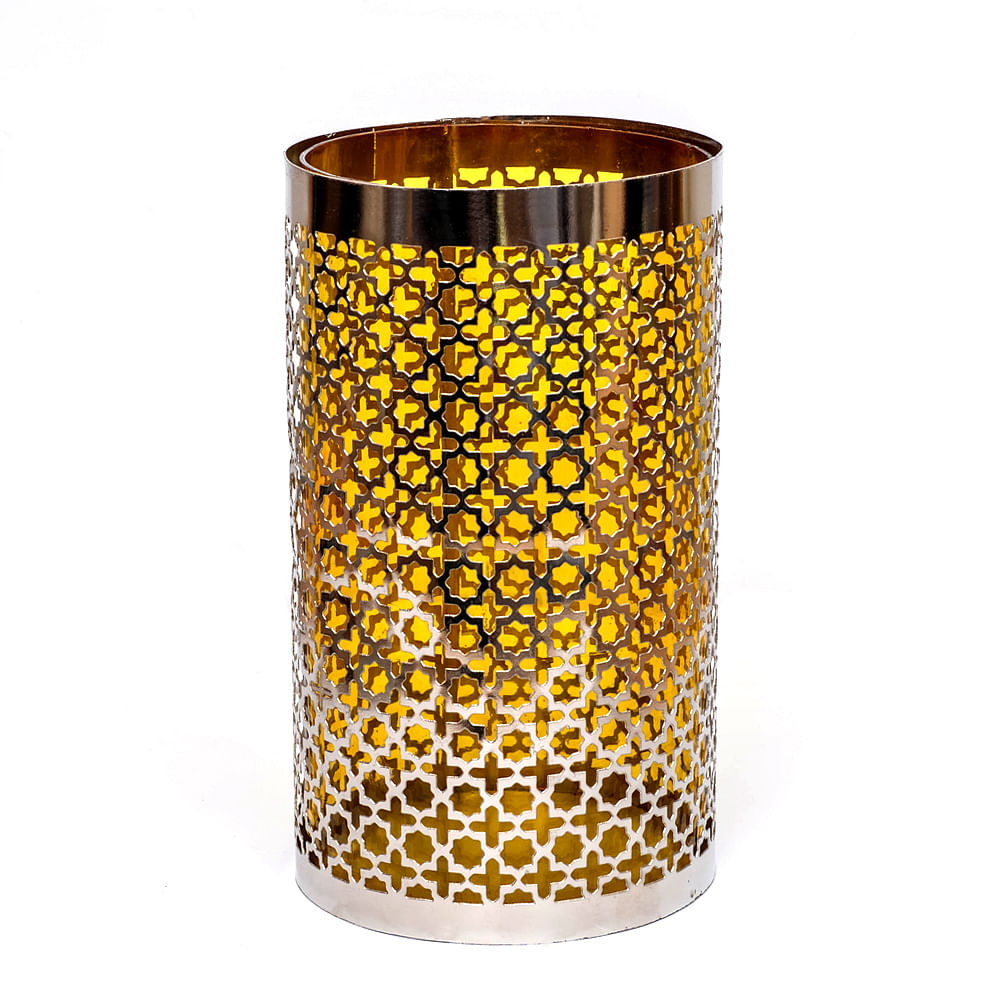  Rows of Circles Amber Glass and Iron Lattice Hurricane