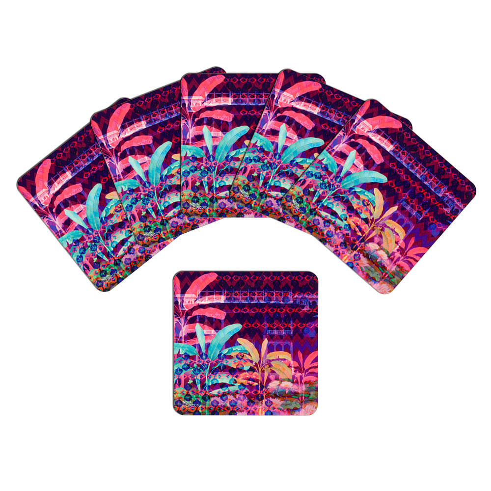 Neon Paradise MDF Coaster - (Set of 6)