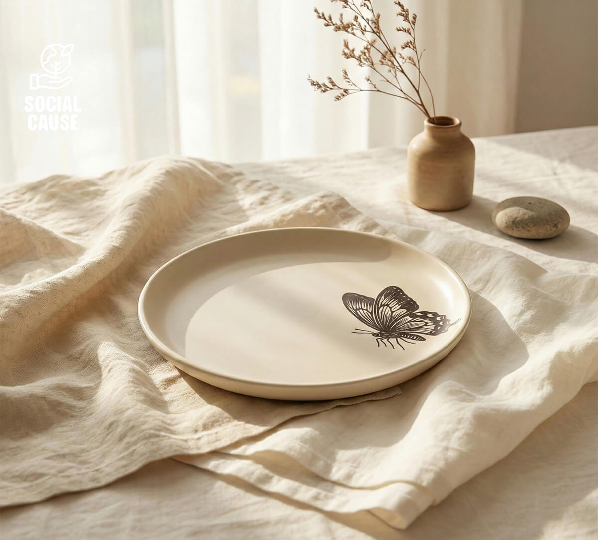 NGCPR Collection - Butterfly Stoneware Snack Plate