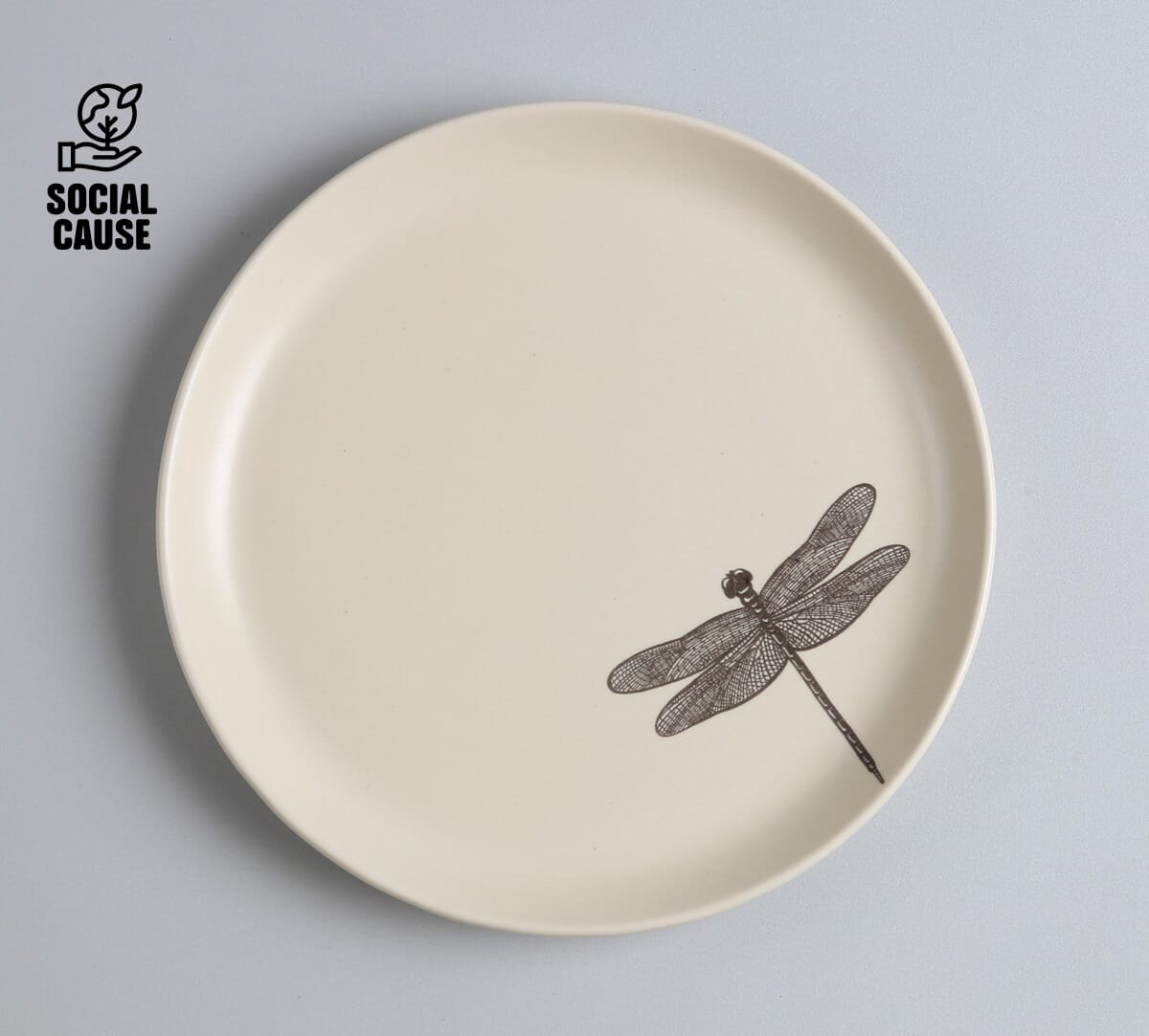 NGCPR Collection - Dragonfly Monochrome Stoneware Snack Plate