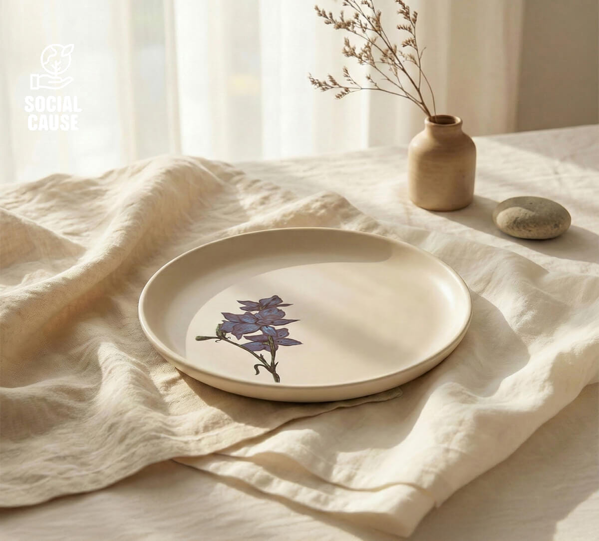 NGCPR Collection - Malabar Delphinium Stoneware Snack Plate