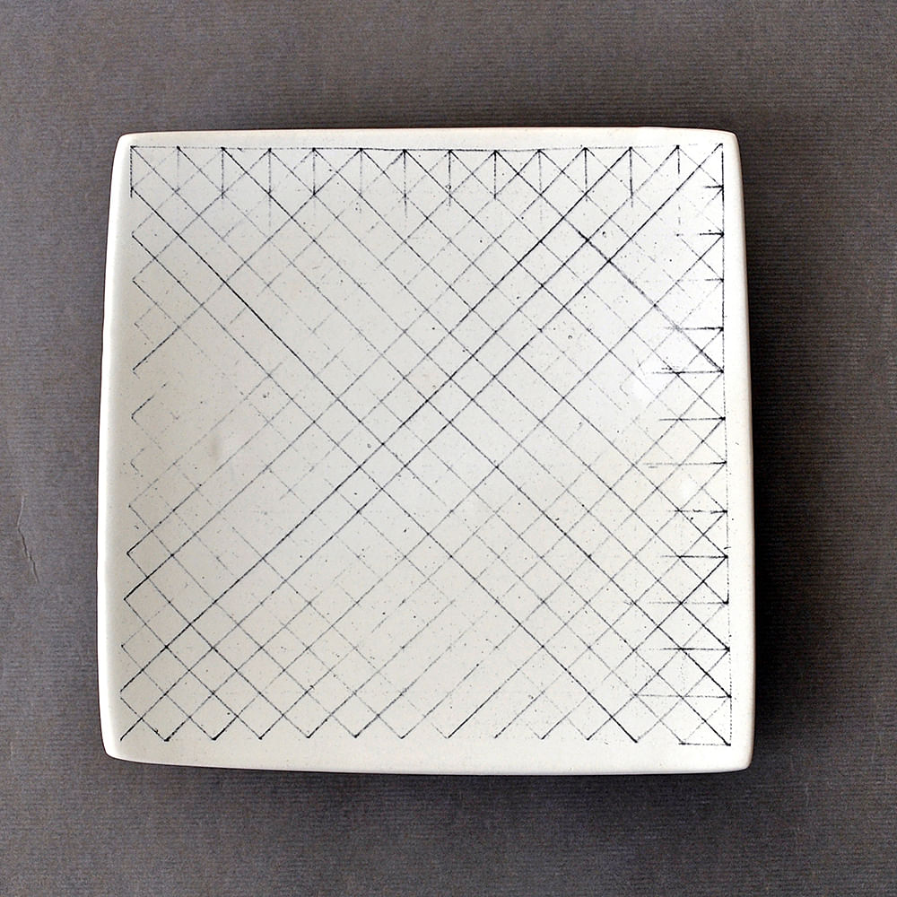 White Linear Square Platter