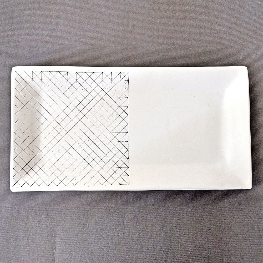 White  Linear Rectangular Platter
