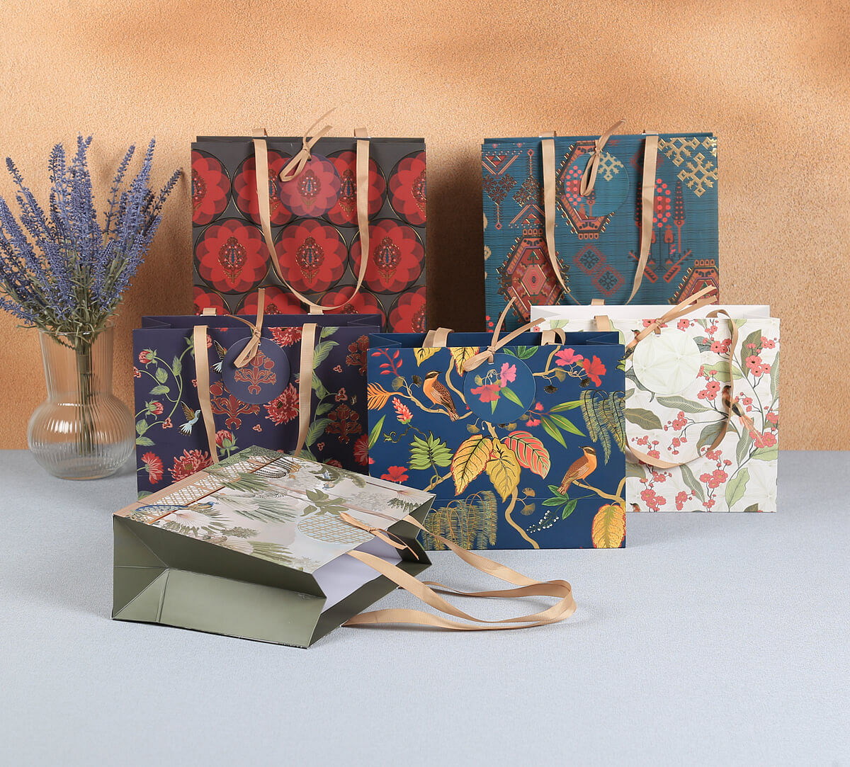 India Circus by Krsnaa Mehta Blooming Meadow Small Gift Bag Set of 5