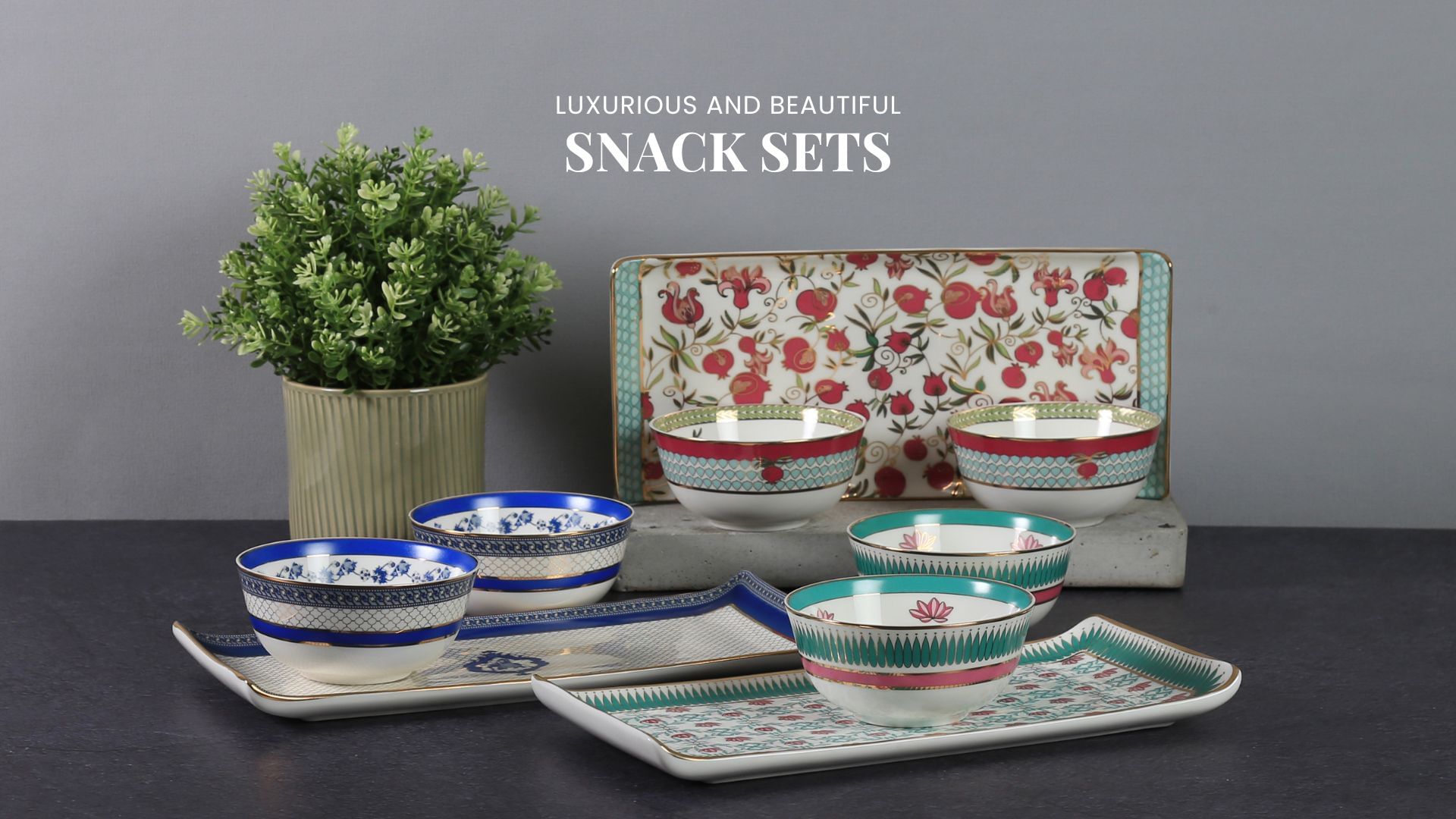 Emerald Blossom Snack Set