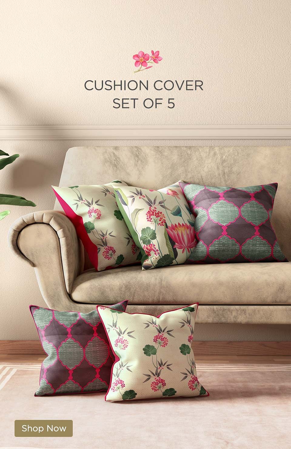 Buy Cushion Covers Set of 5 Cushion Cover Online